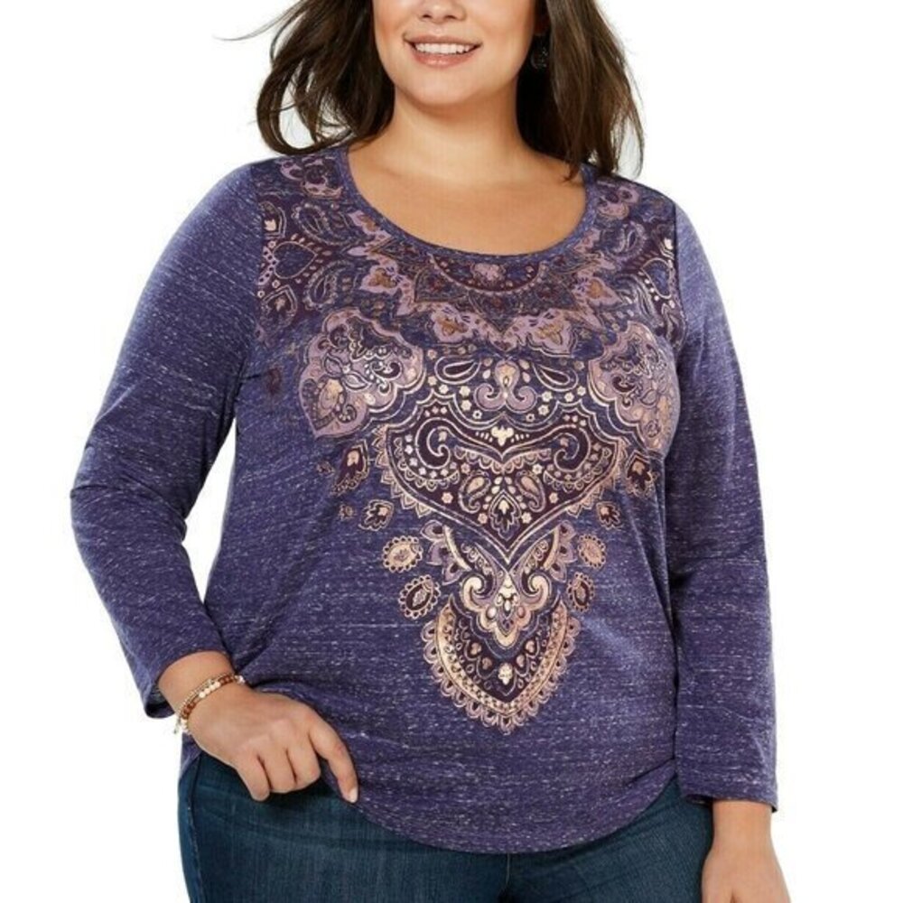 Style & Co 2X Metallic Purple Women’s Top. 2X